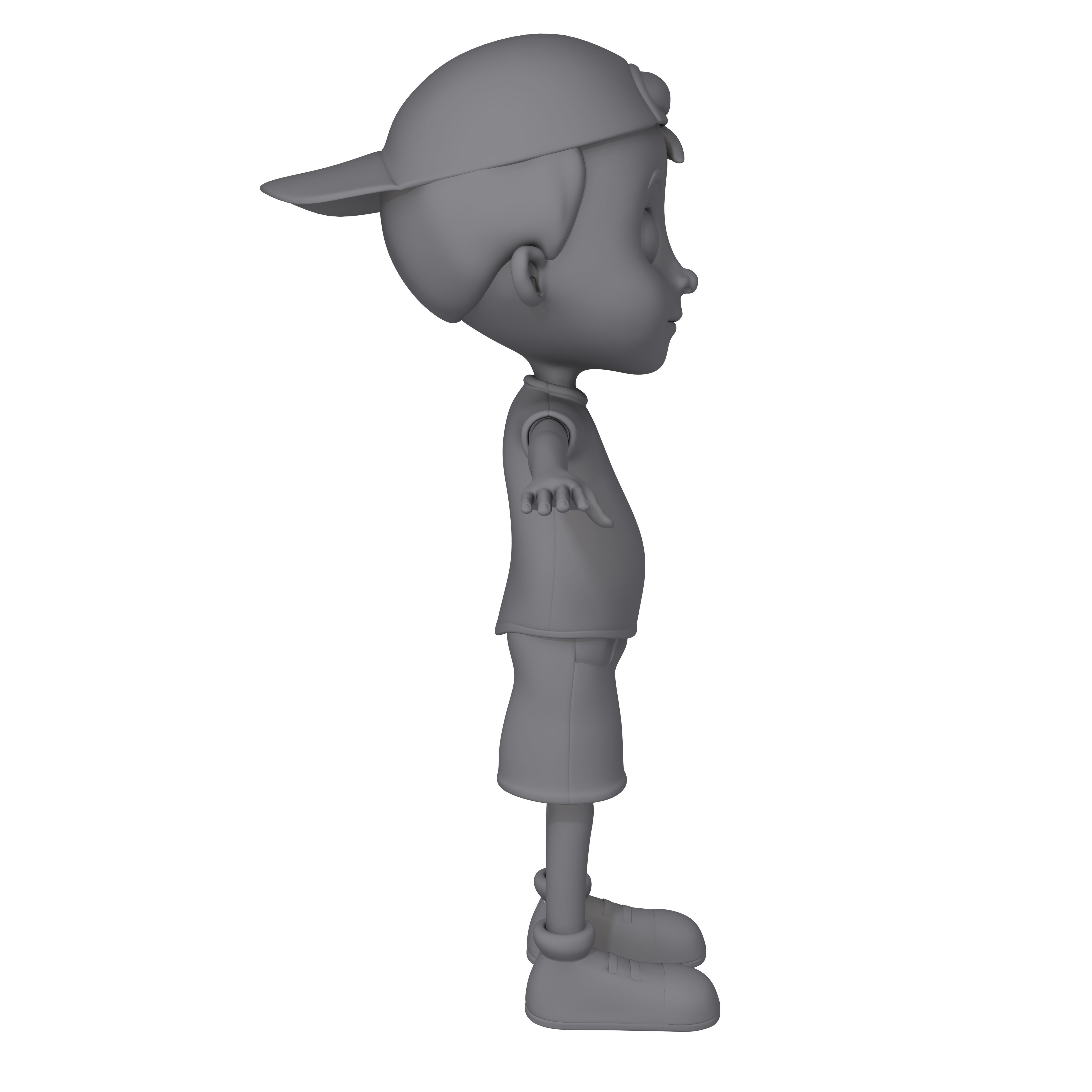 Cartoon boy with hat 3D model_4