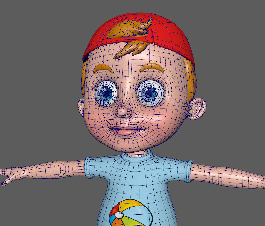 Cartoon boy with hat 3D model_16