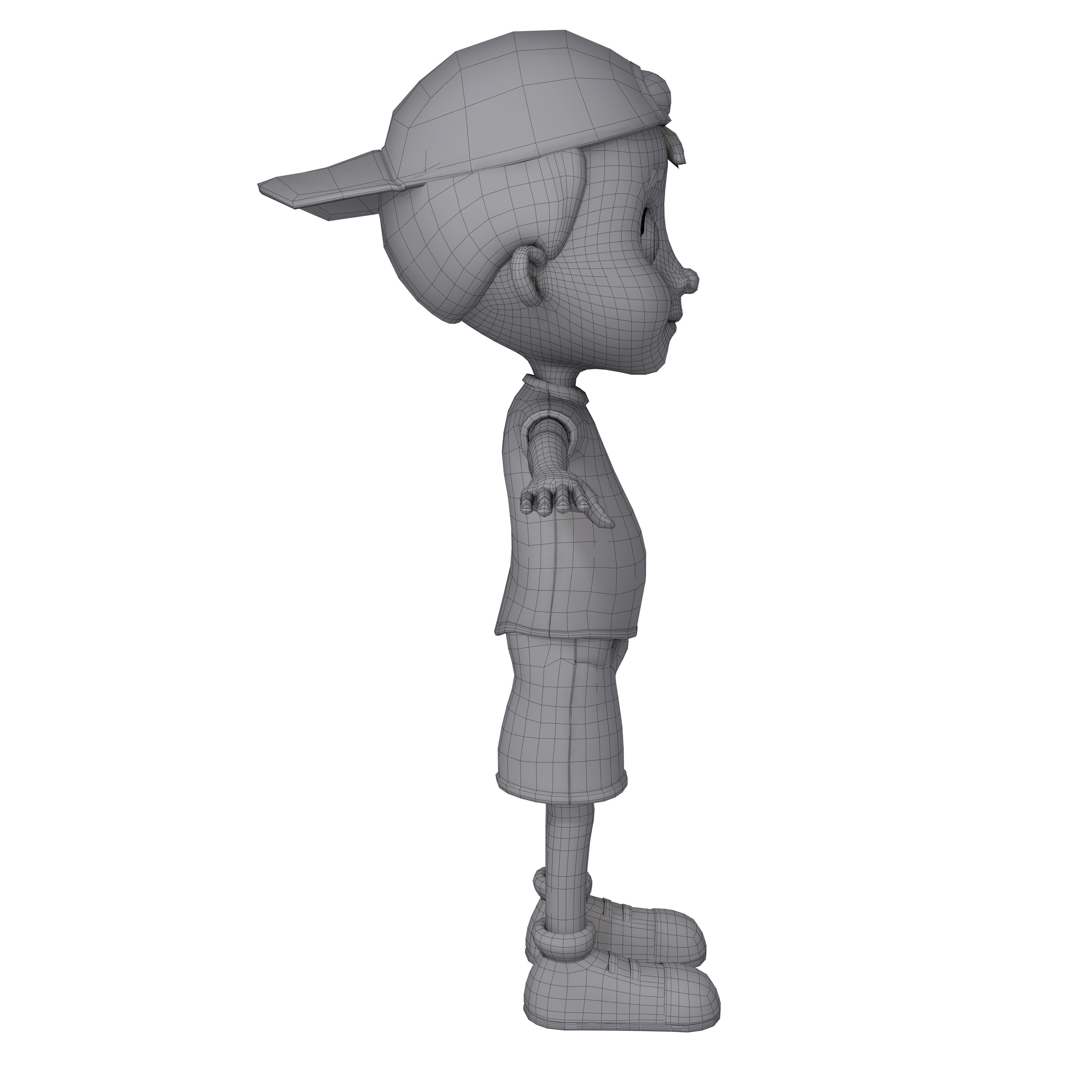 Cartoon boy with hat 3D model_7