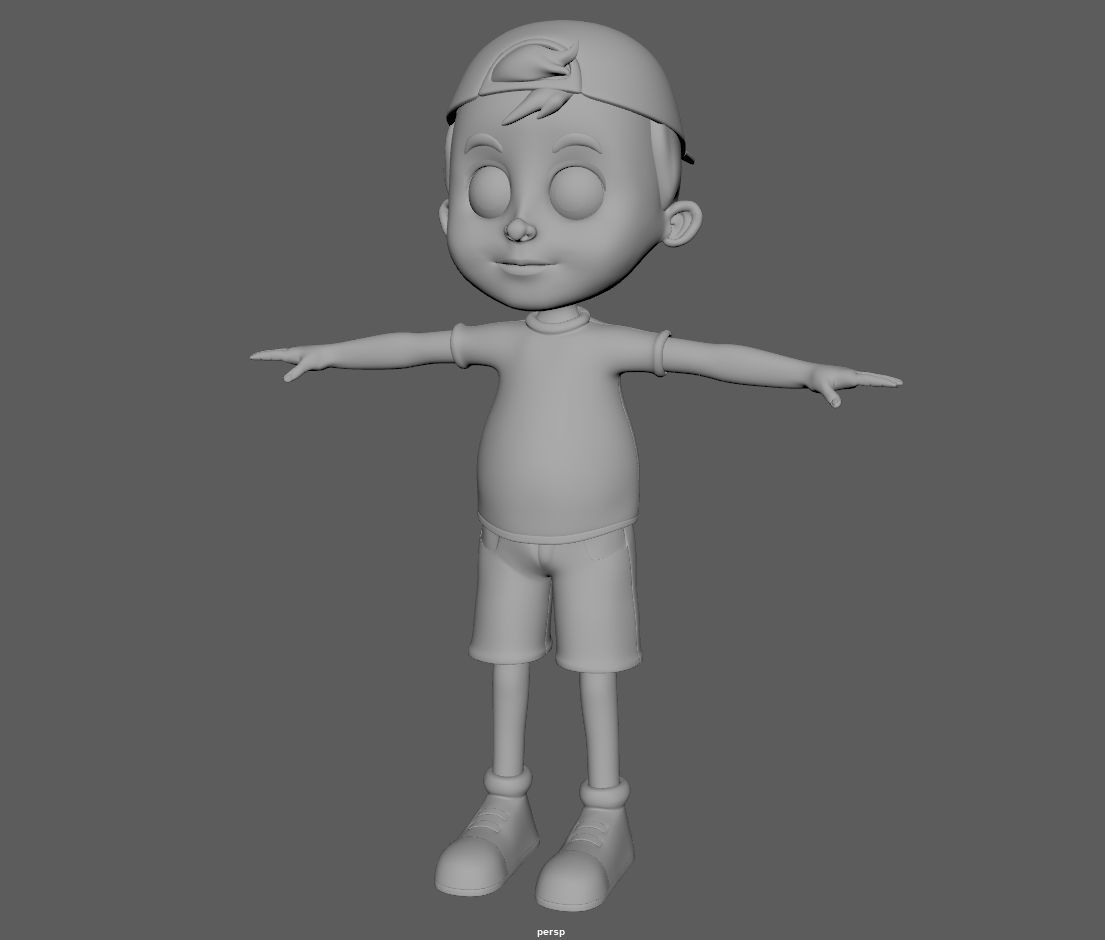 Cartoon boy with hat 3D model_21