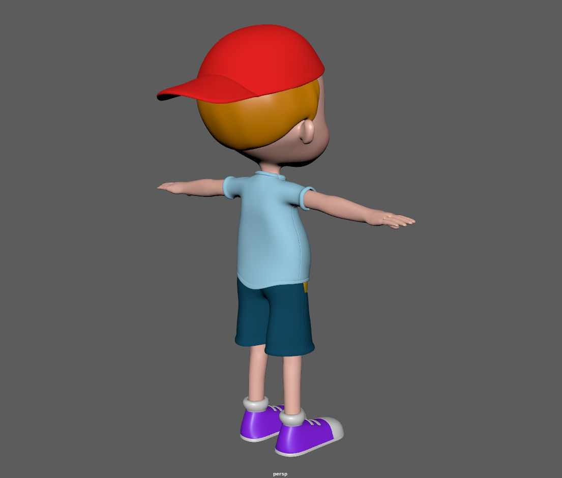 Cartoon boy with hat 3D model_19