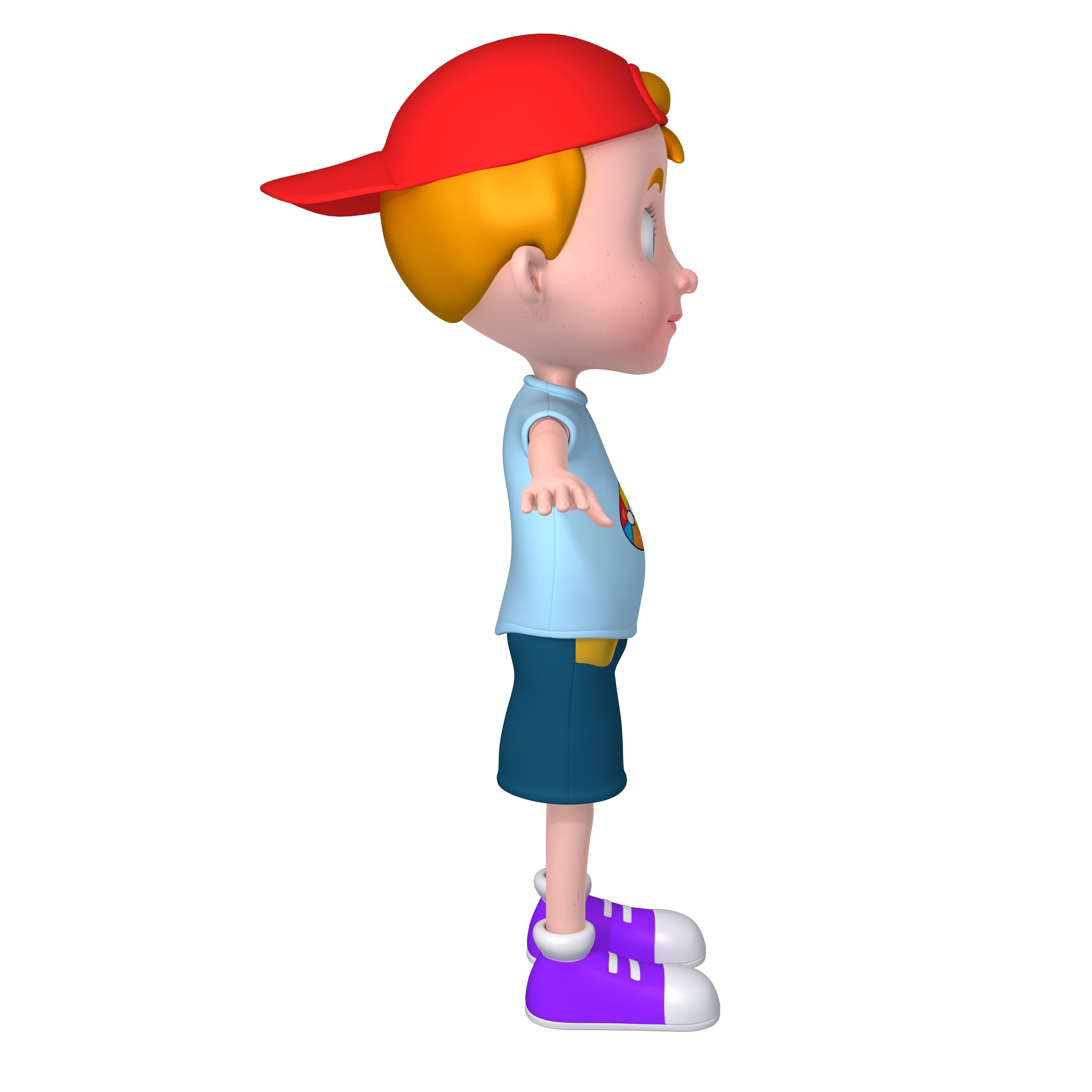 Cartoon boy with hat 3D model_1