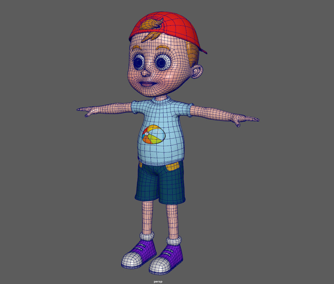 Cartoon boy with hat 3D model_14