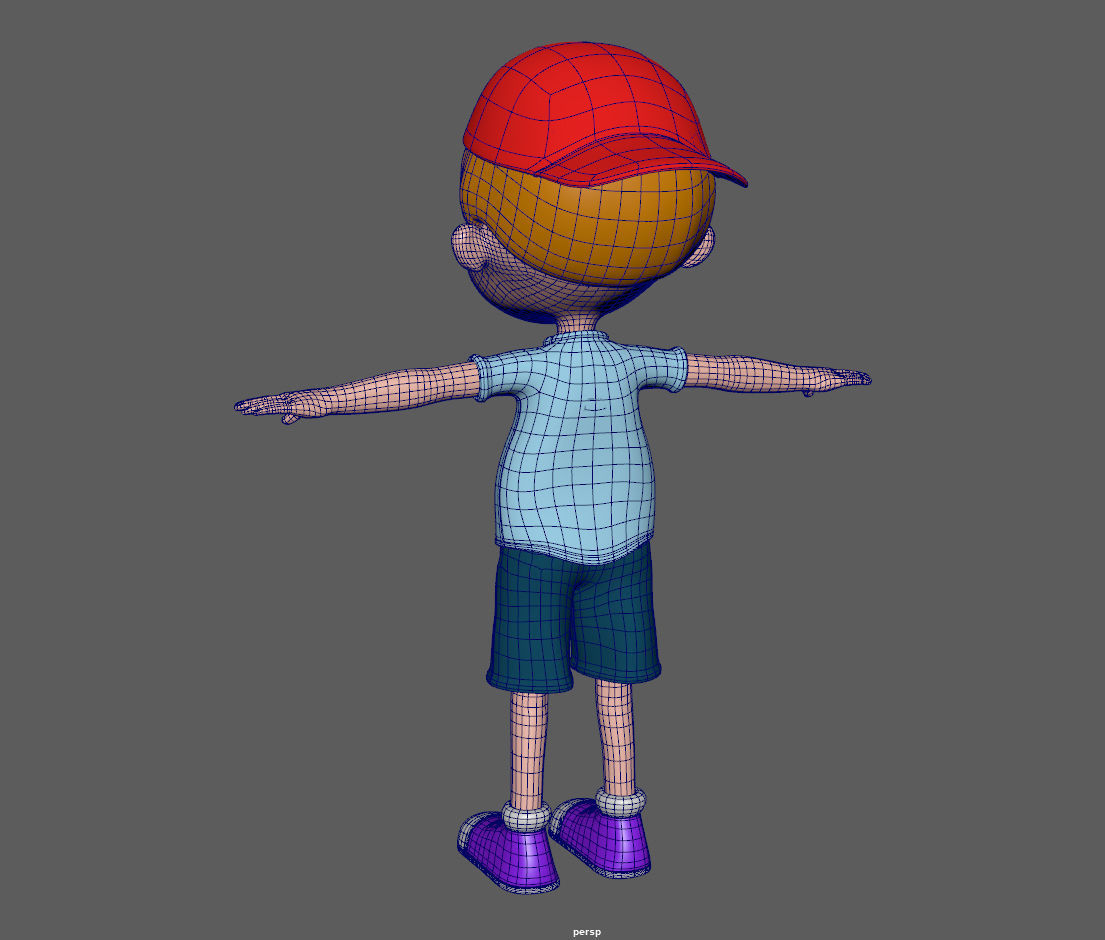 Cartoon boy with hat 3D model_15