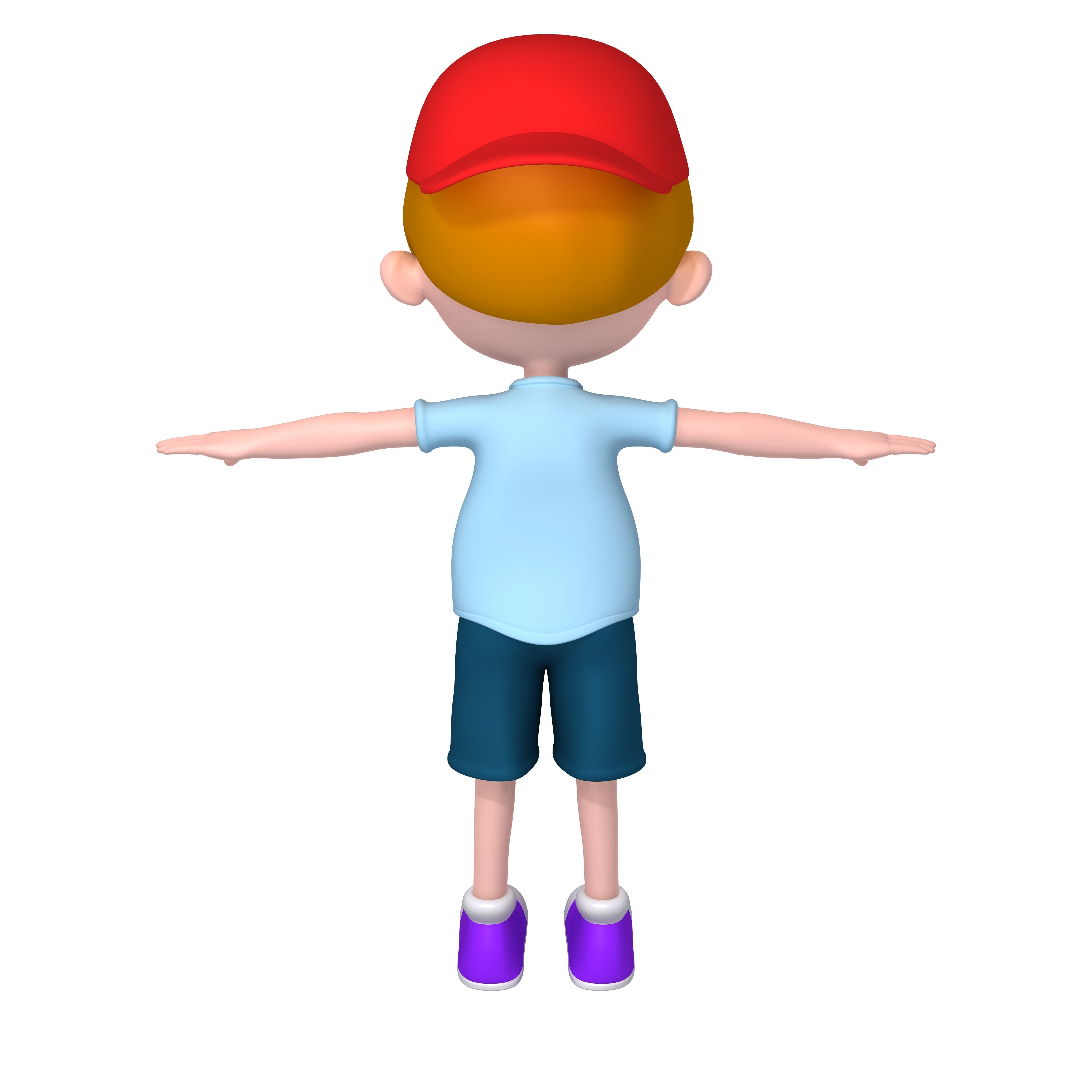 Cartoon boy with hat 3D model_2