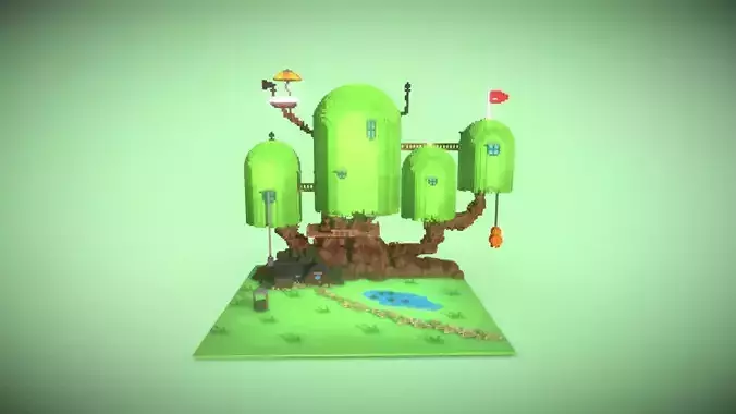 Treehouse from the cartoon Adventure Time Low-poly 3D model