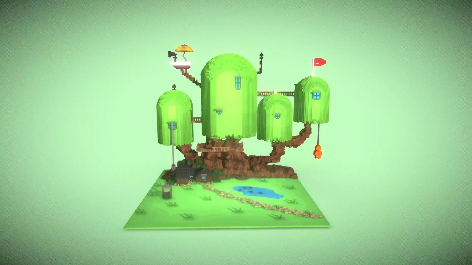 Treehouse from the cartoon Adventure Time Low-poly 3D model_0