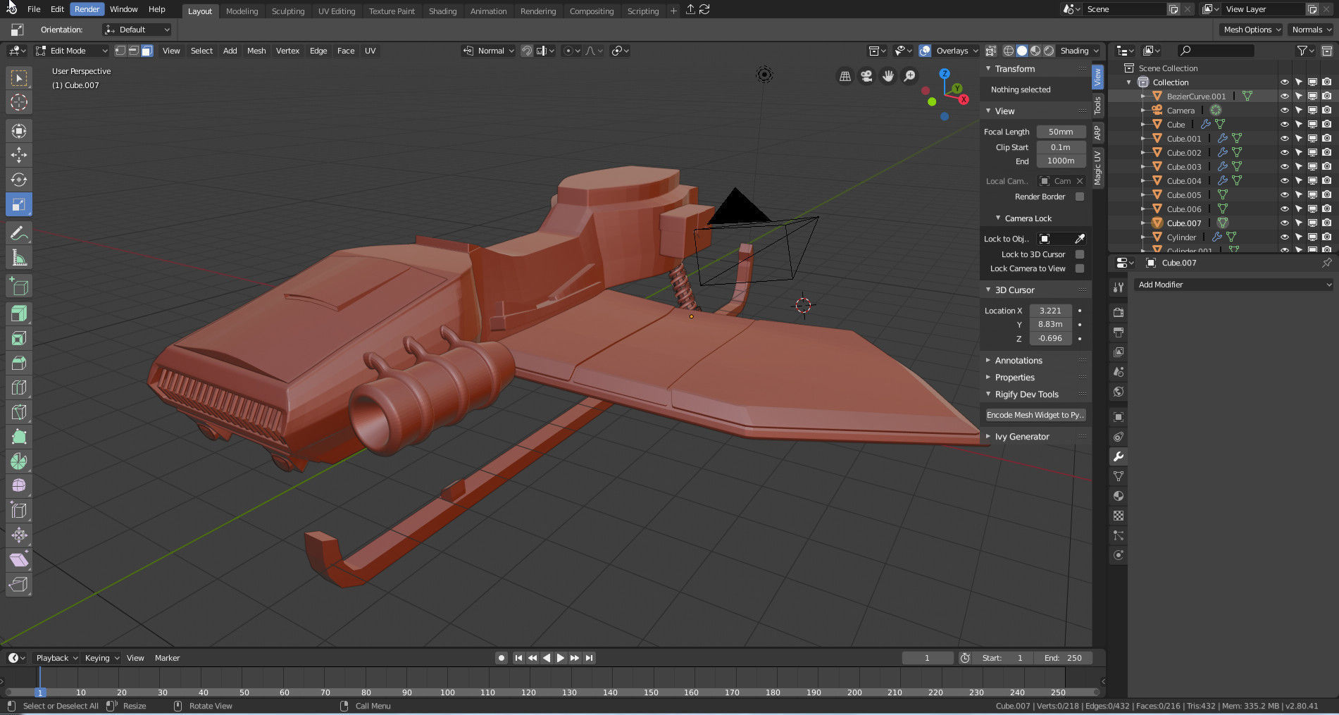 Flying steampunk motorcycle 3D model_12