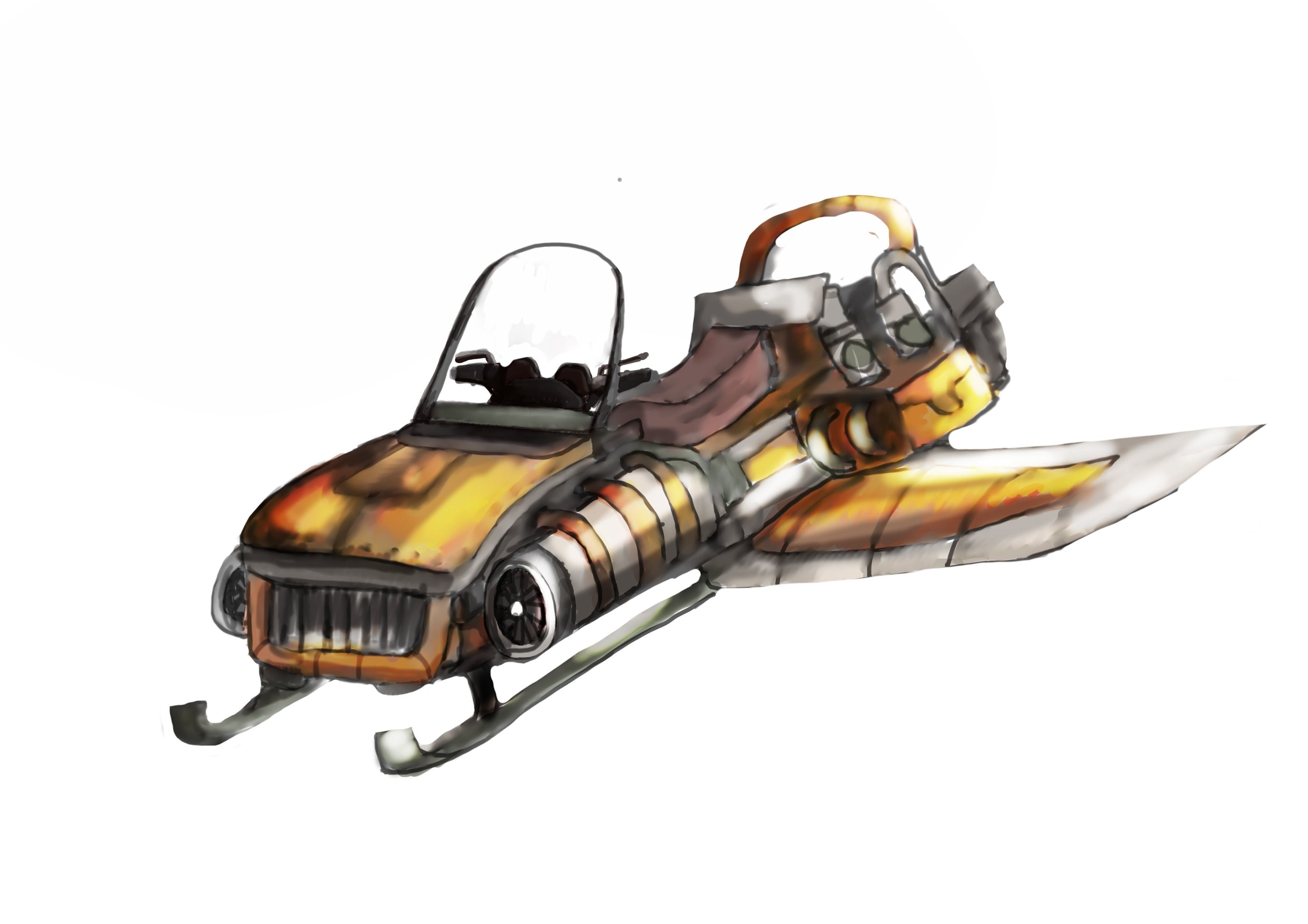 Flying steampunk motorcycle 3D model_15