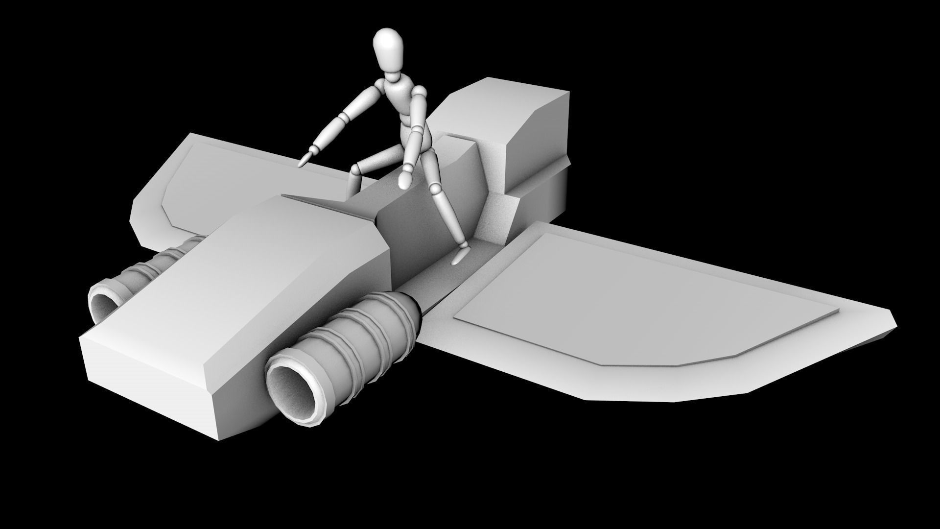 Flying steampunk motorcycle 3D model_13