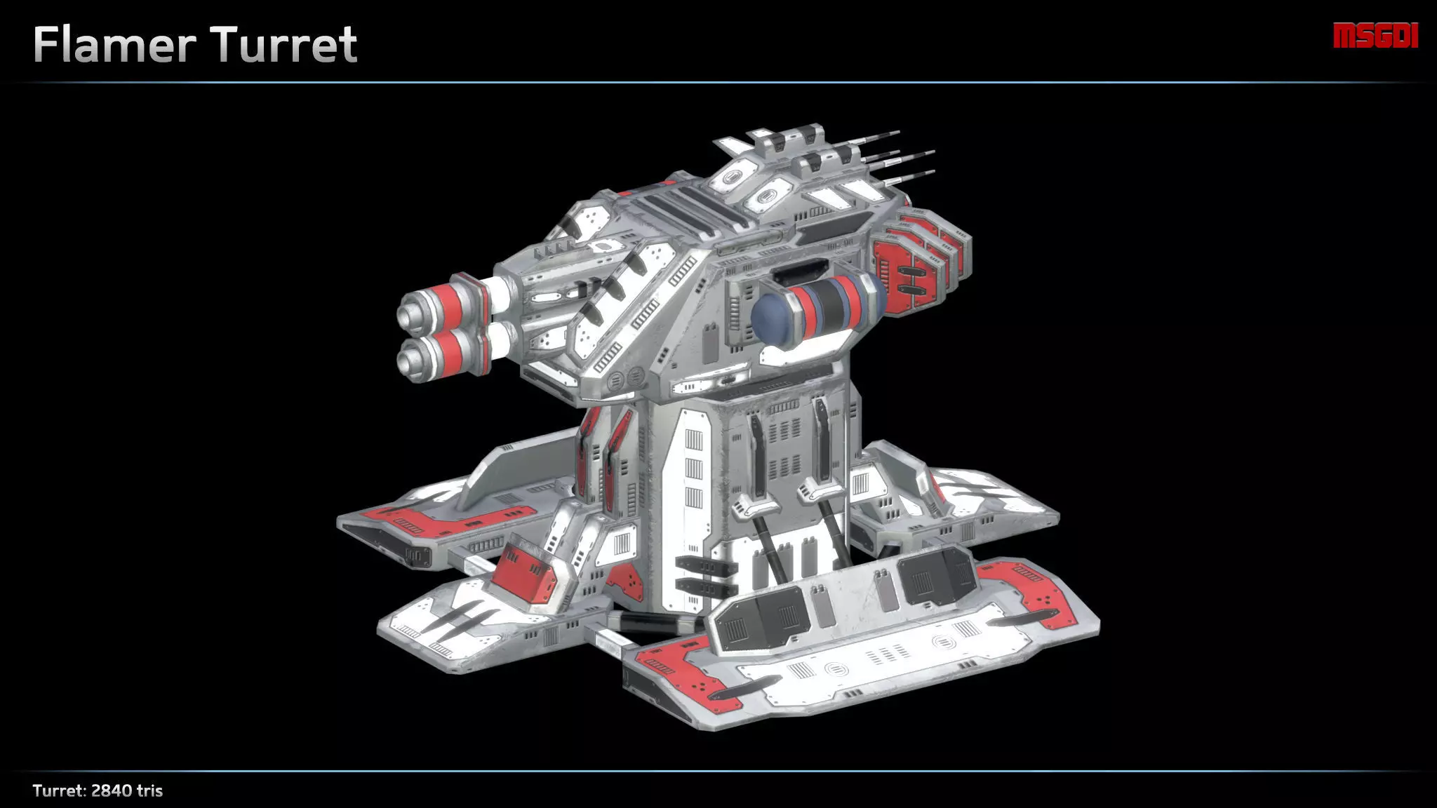 Flamer Turret Low-poly 3D model_0