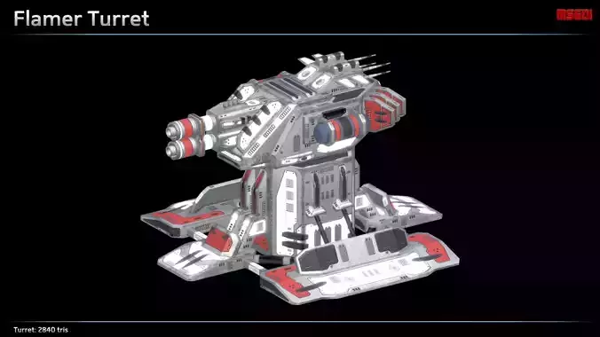 Flamer Turret Low-poly 3D model