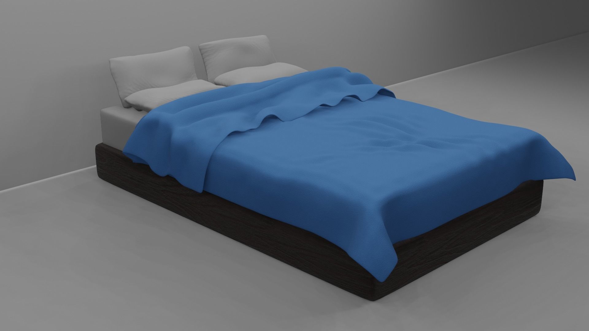 Bed with Pillow Free 3D model_2