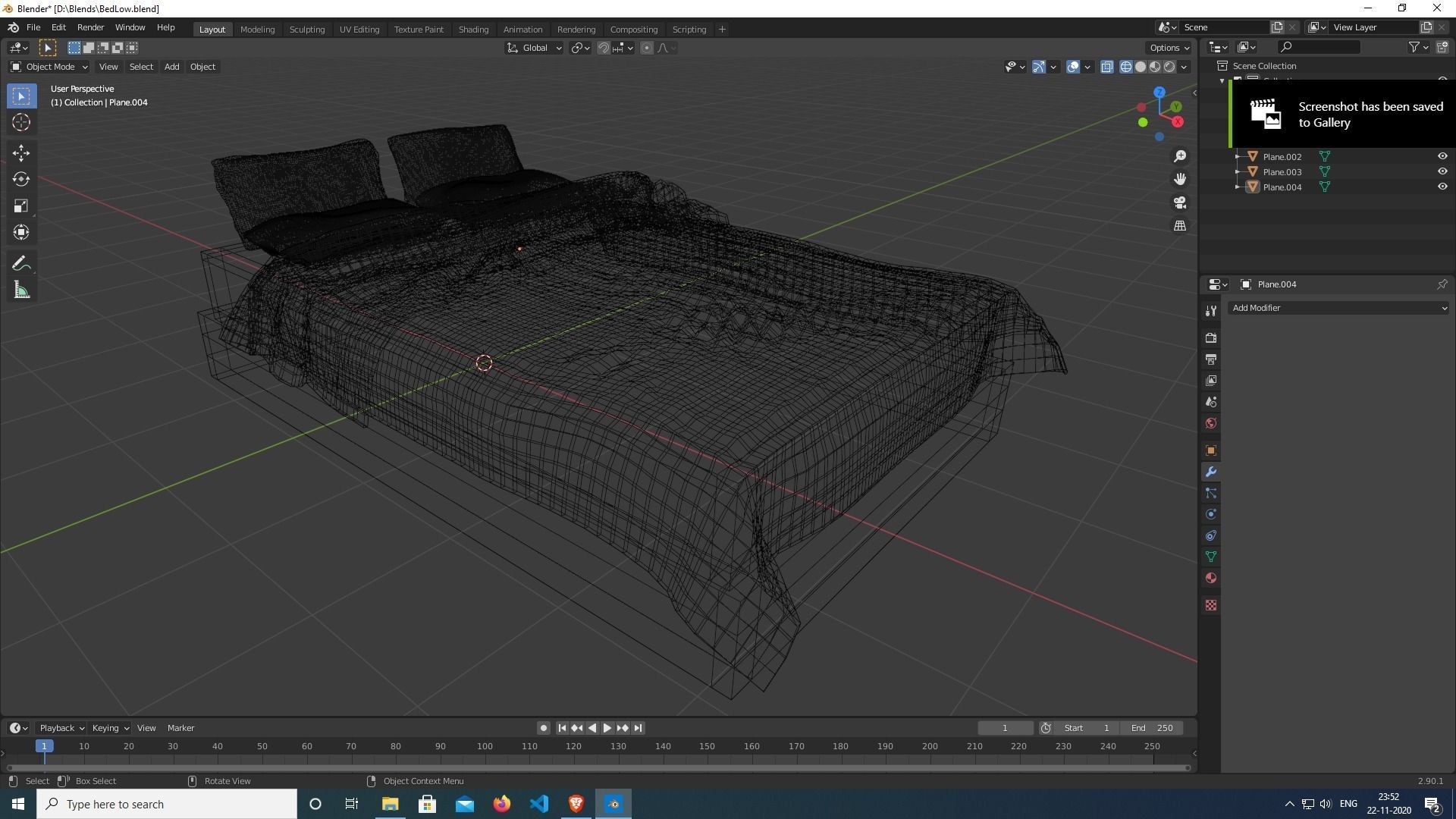 Bed with Pillow Free 3D model_5