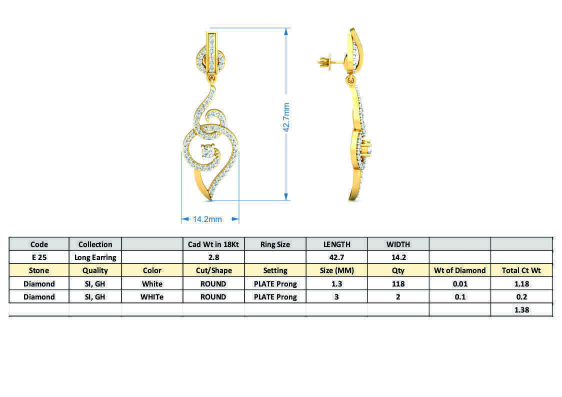 Women long earrings 3dm stl render detail 3D print model 3D print model_3