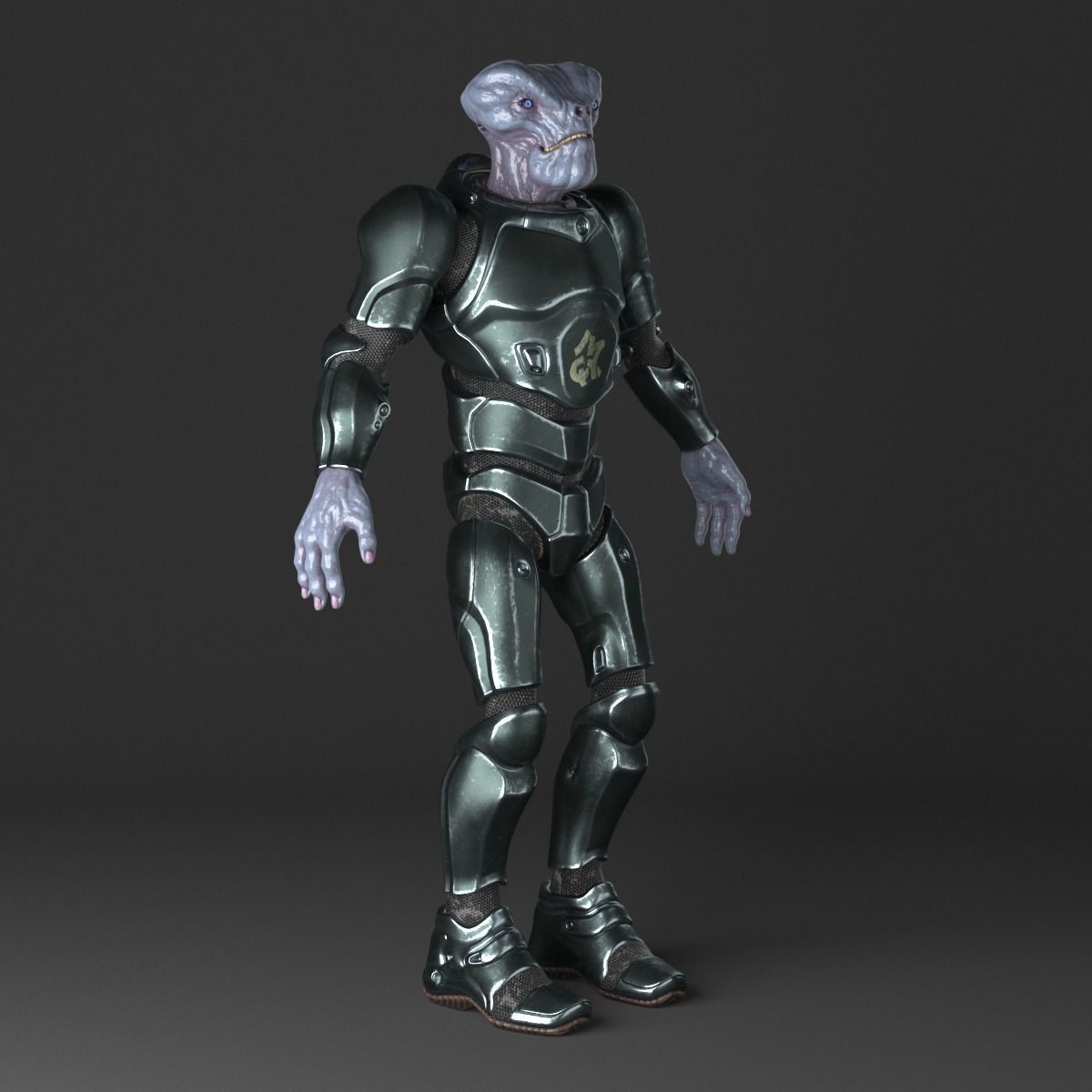 Alien in armored suit Low-poly 3D model_8