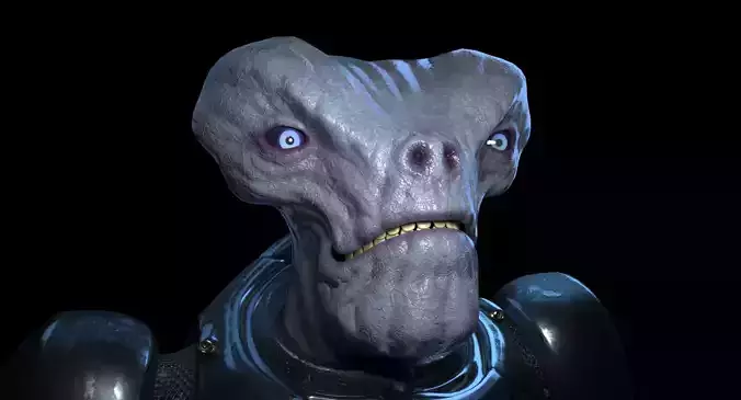 Alien in armored suit Low-poly 3D model