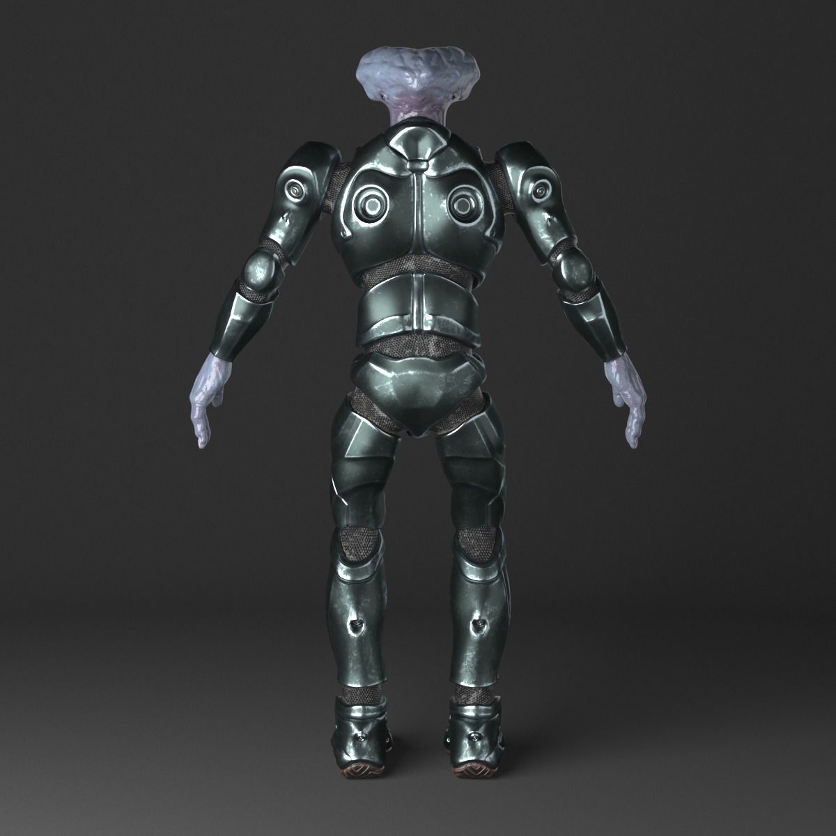 Alien in armored suit Low-poly 3D model_10