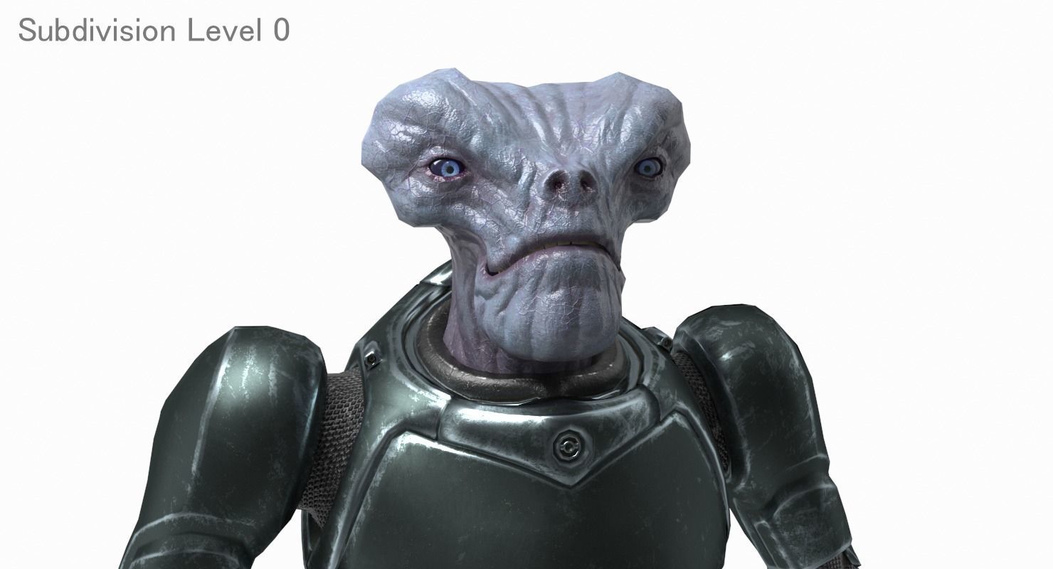 Alien in armored suit Low-poly 3D model_5