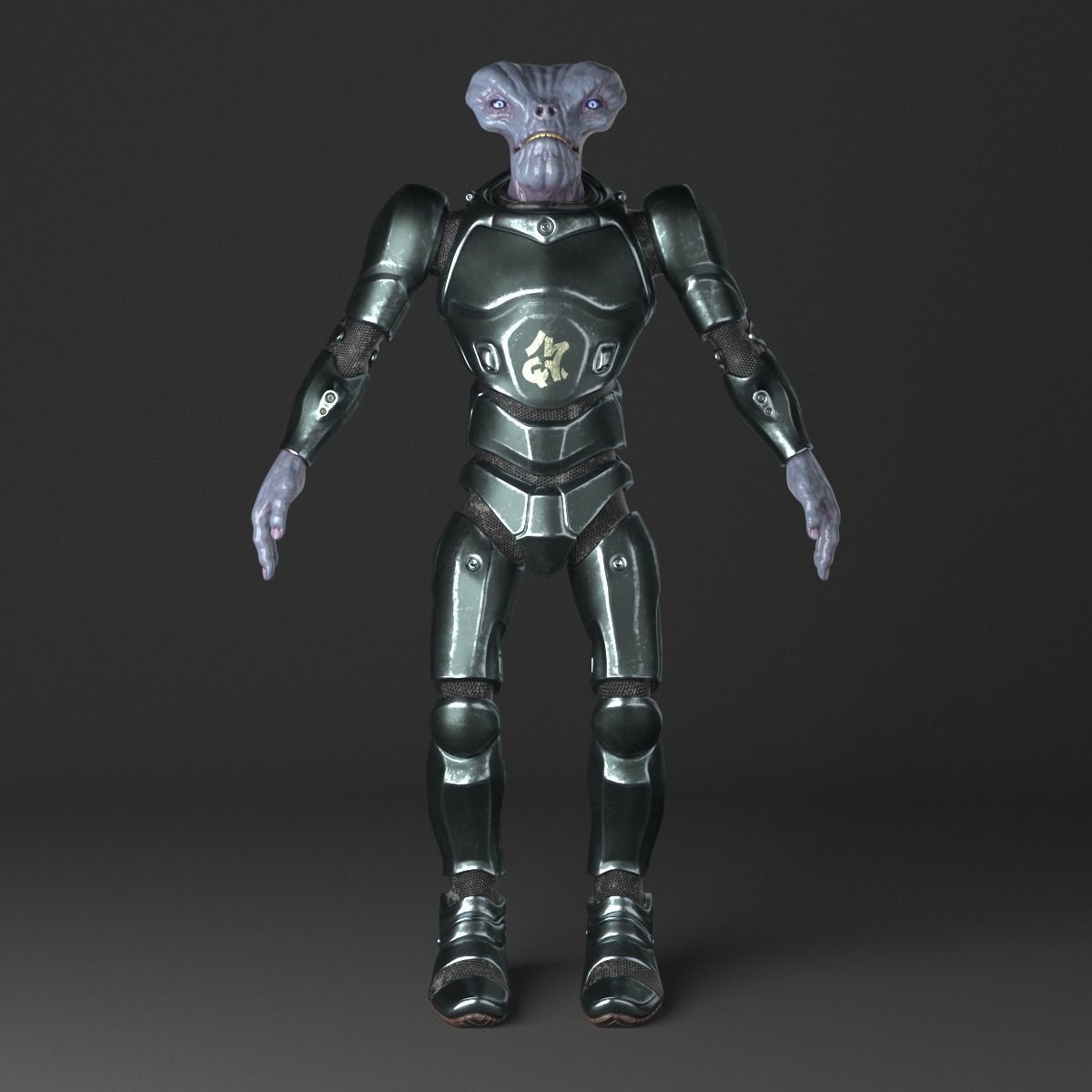 Alien in armored suit Low-poly 3D model_7