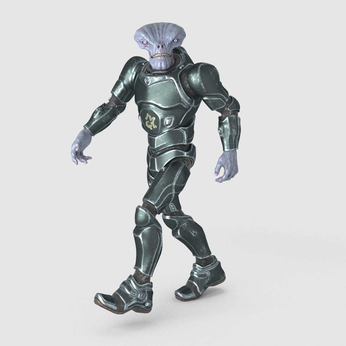 Alien in armored suit Low-poly 3D model_2