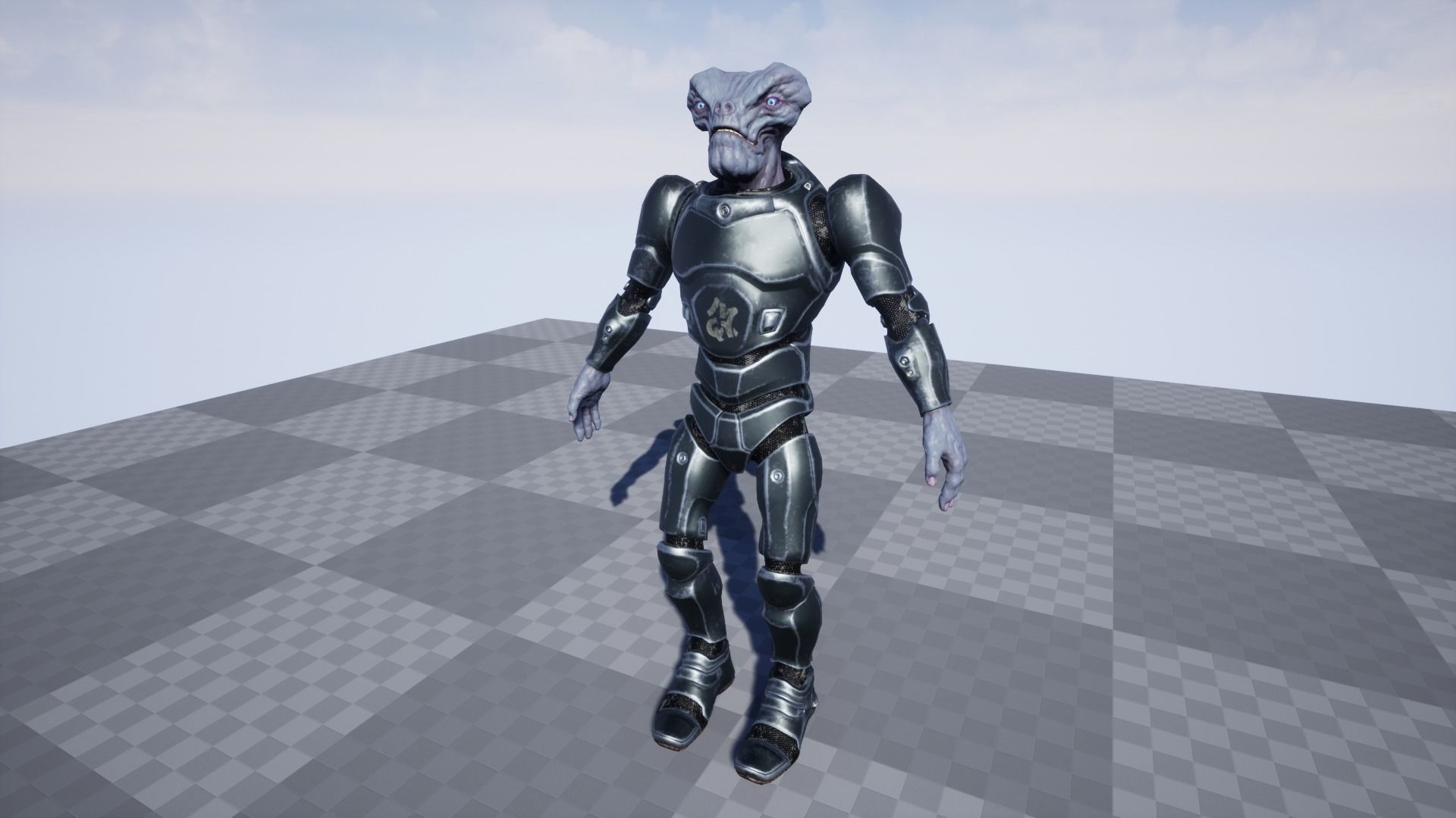 Alien in armored suit Low-poly 3D model_3