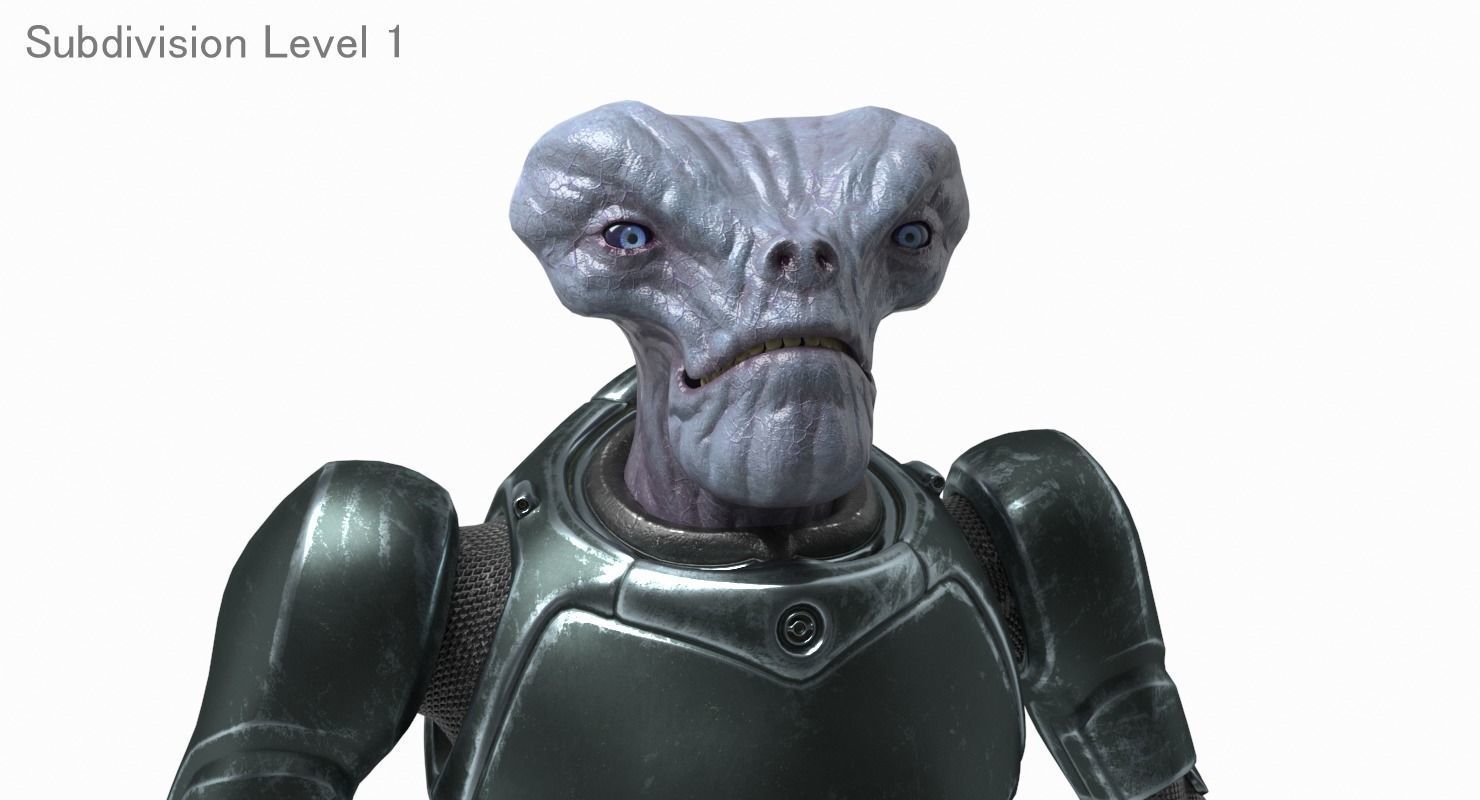 Alien in armored suit Low-poly 3D model_6