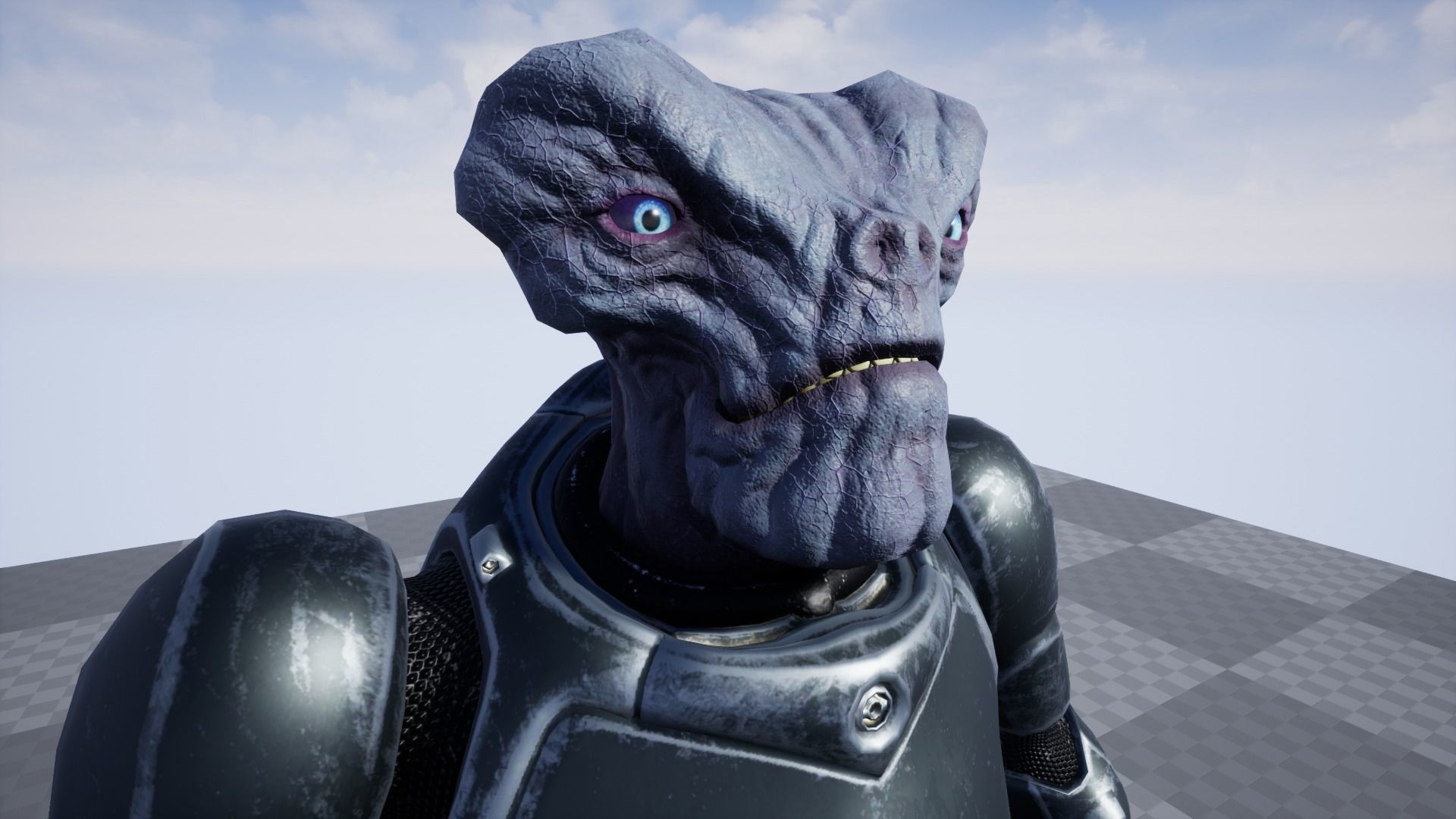 Alien in armored suit Low-poly 3D model_27