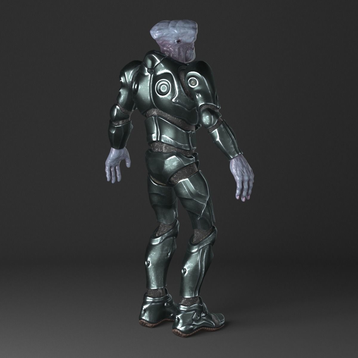 Alien in armored suit Low-poly 3D model_9
