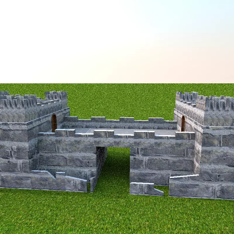 Medieval Entrance Tower Gate 3D model_0