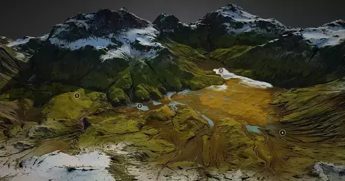 Iceland landscape - World Machine Low-poly 3D model