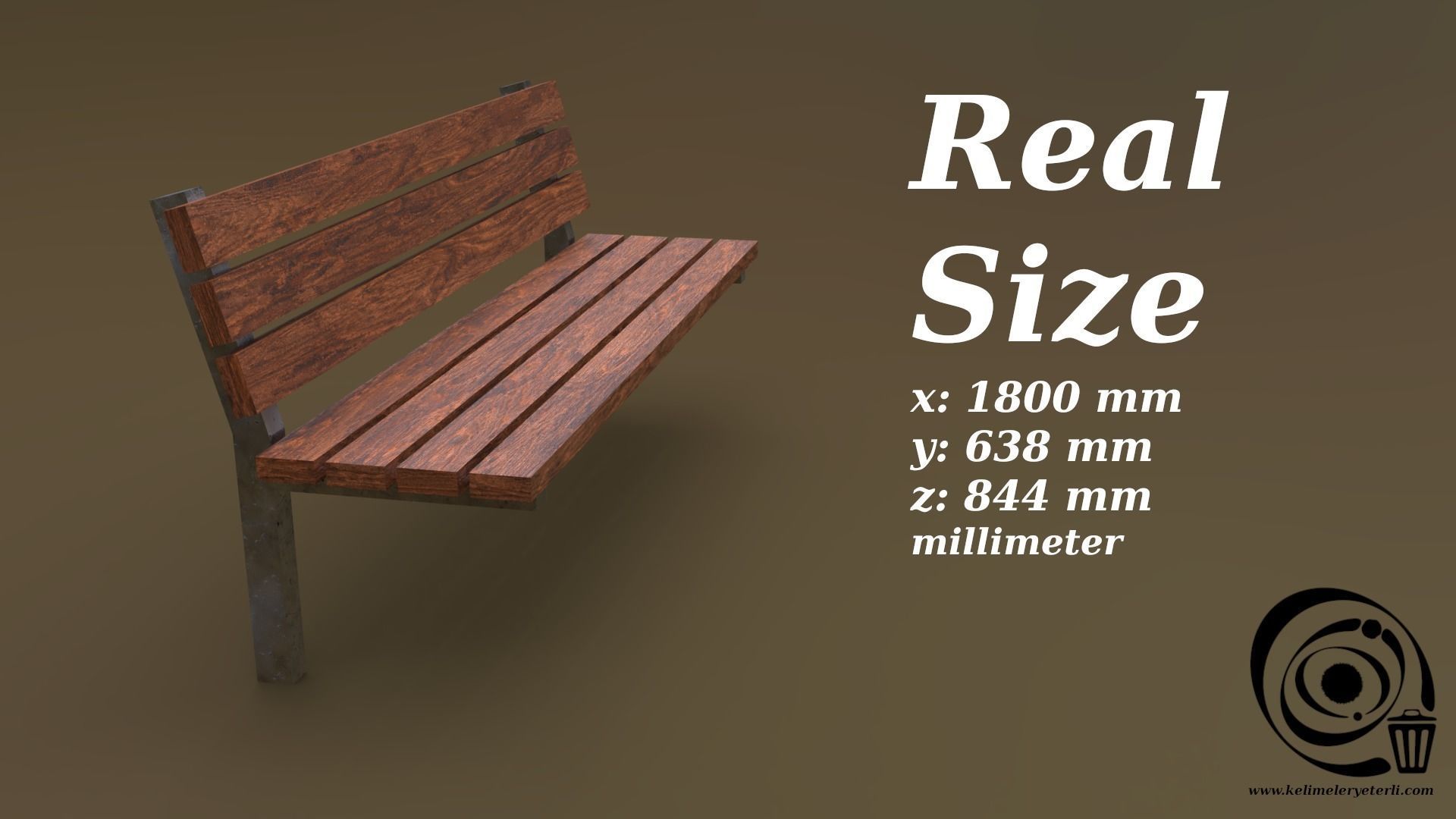 Bench 38 Low-poly 3D model_3