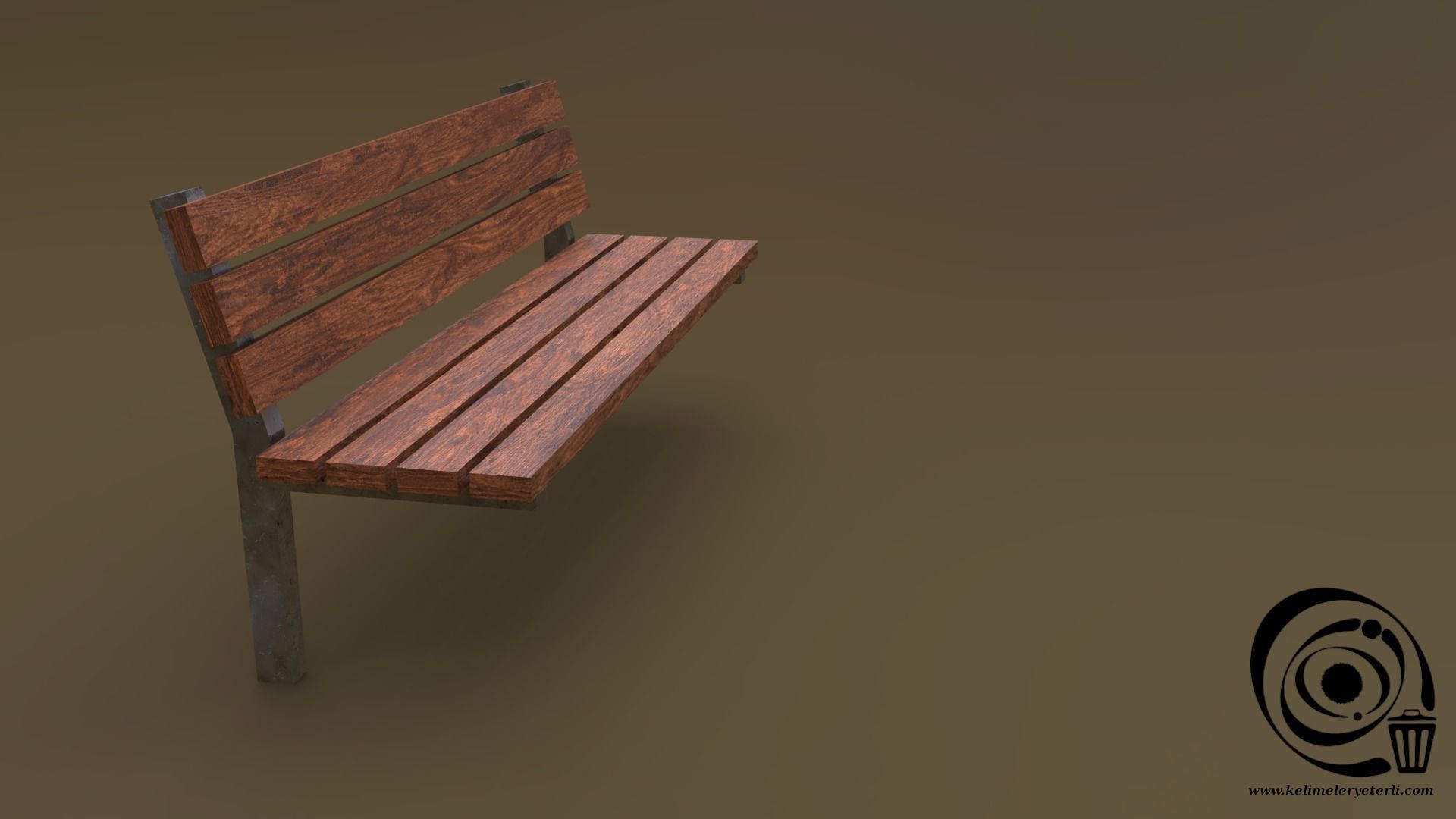 Bench 38 Low-poly 3D model_1