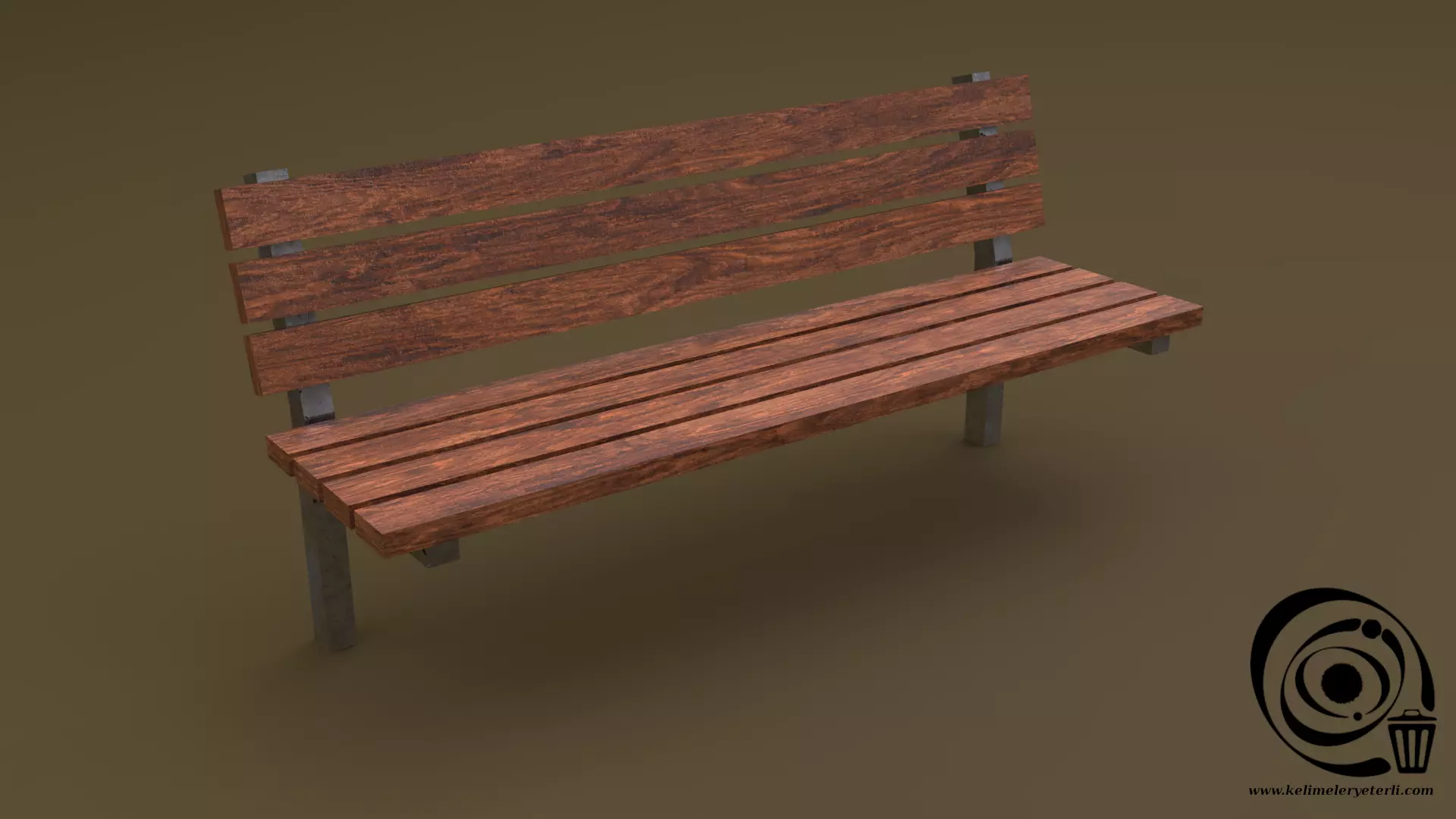 Bench 38 Low-poly 3D model_0