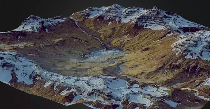 Frozen Mountains - World Machine Low-poly 3D model