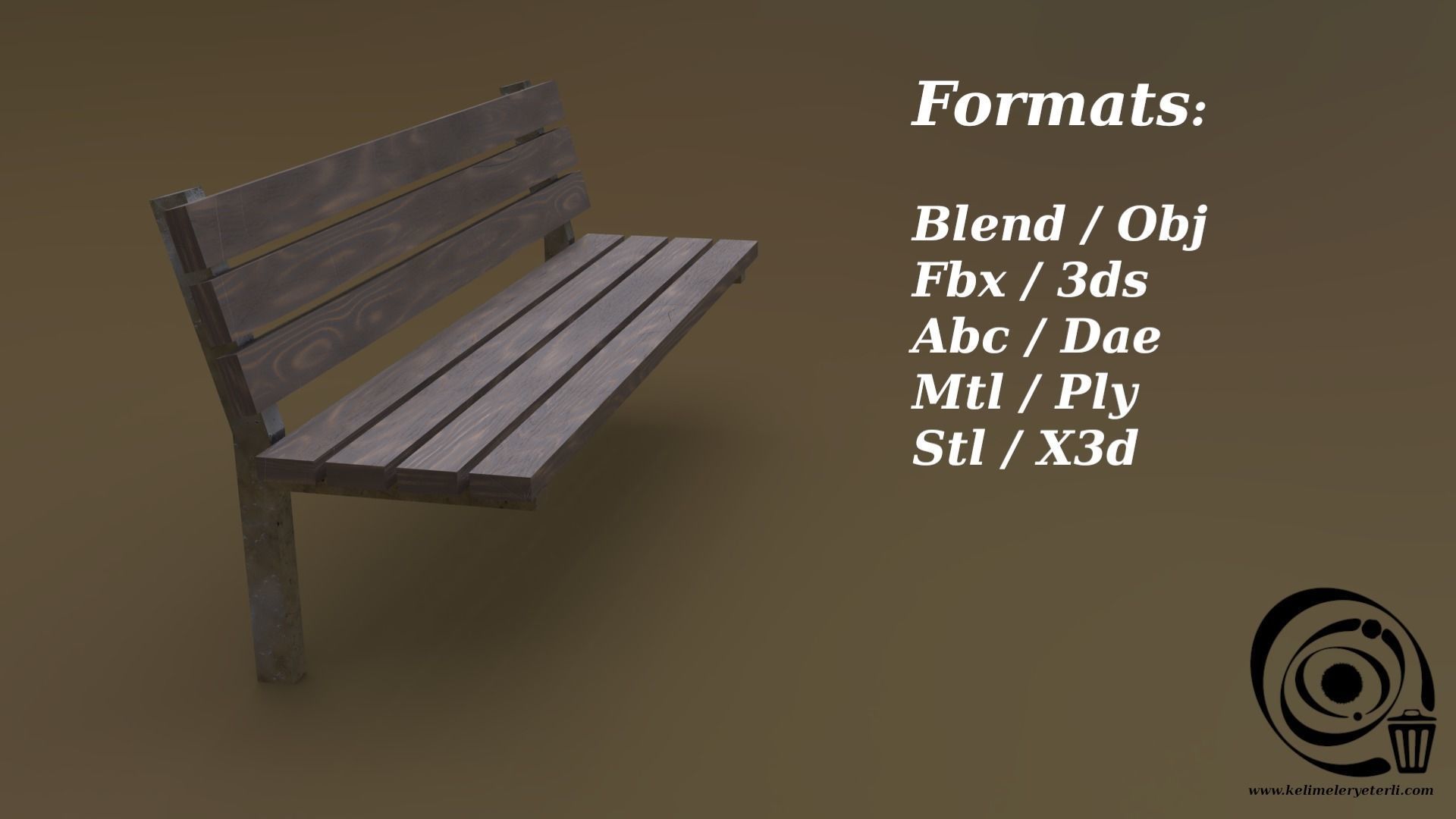 Bench 39 Low-poly 3D model_2