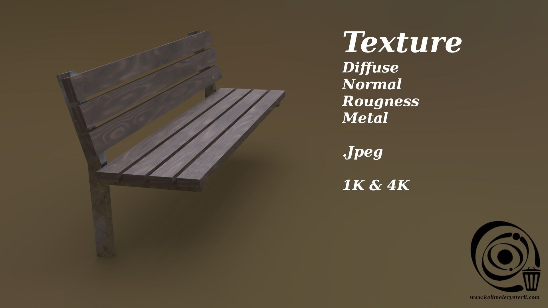 Bench 39 Low-poly 3D model_4