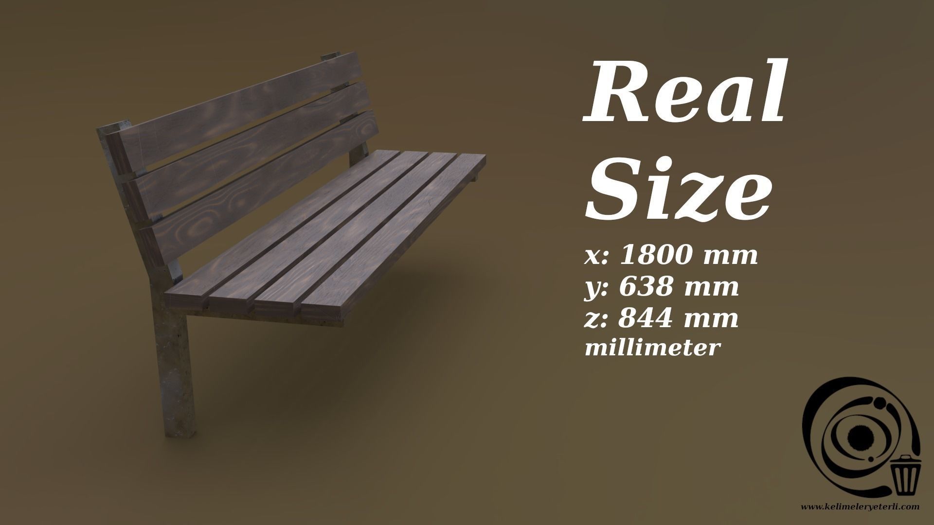 Bench 39 Low-poly 3D model_3