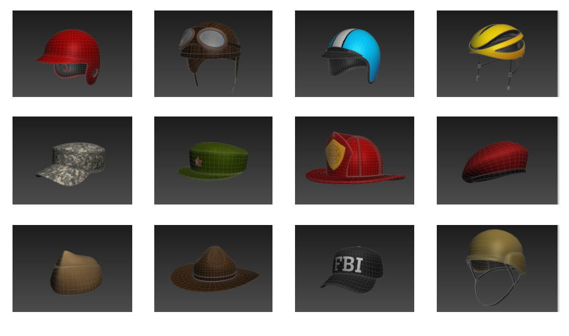 Hats and Helmet Pack 4 3D model_15