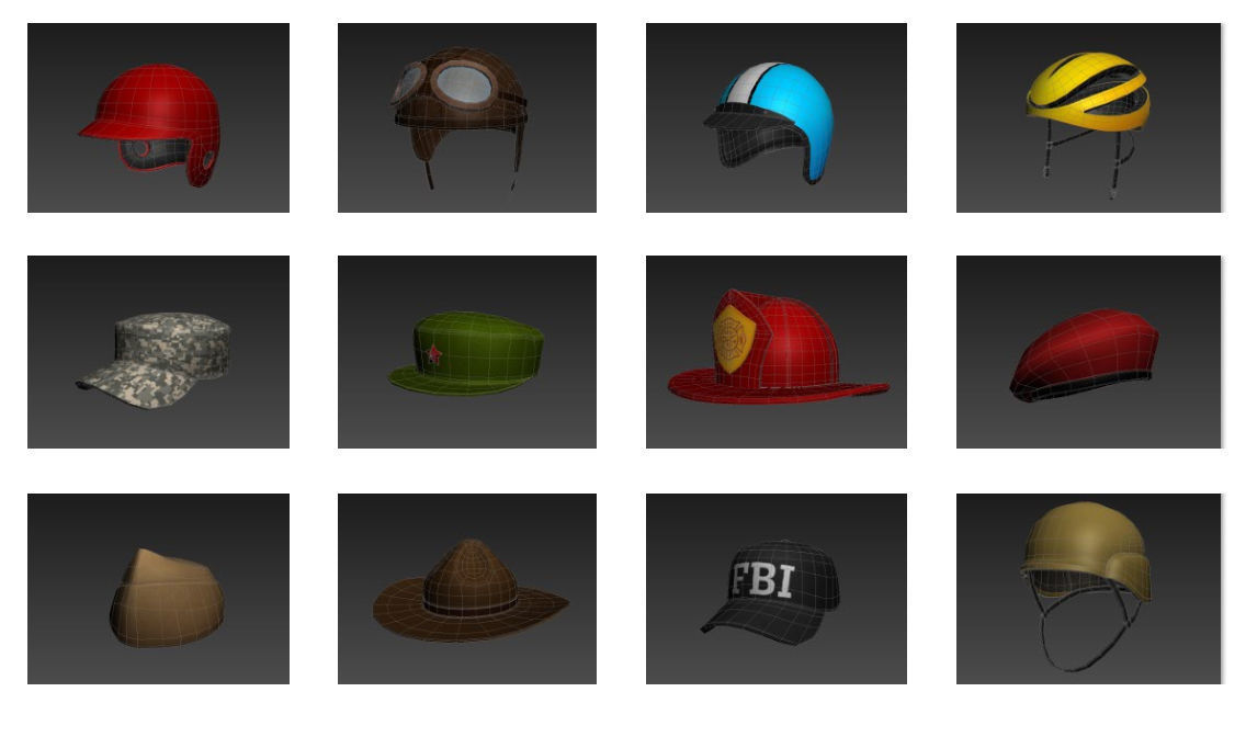 Hats and Helmet Pack 4 3D model_14