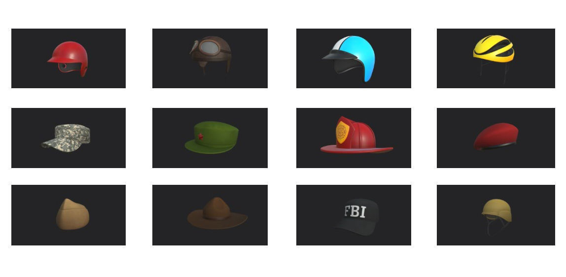 Hats and Helmet Pack 4 3D model_17