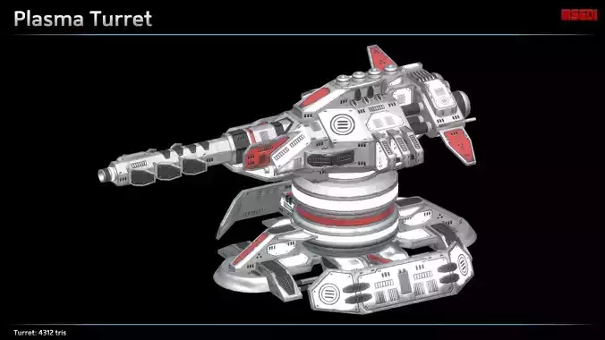 Plasma Turret Low-poly 3D model