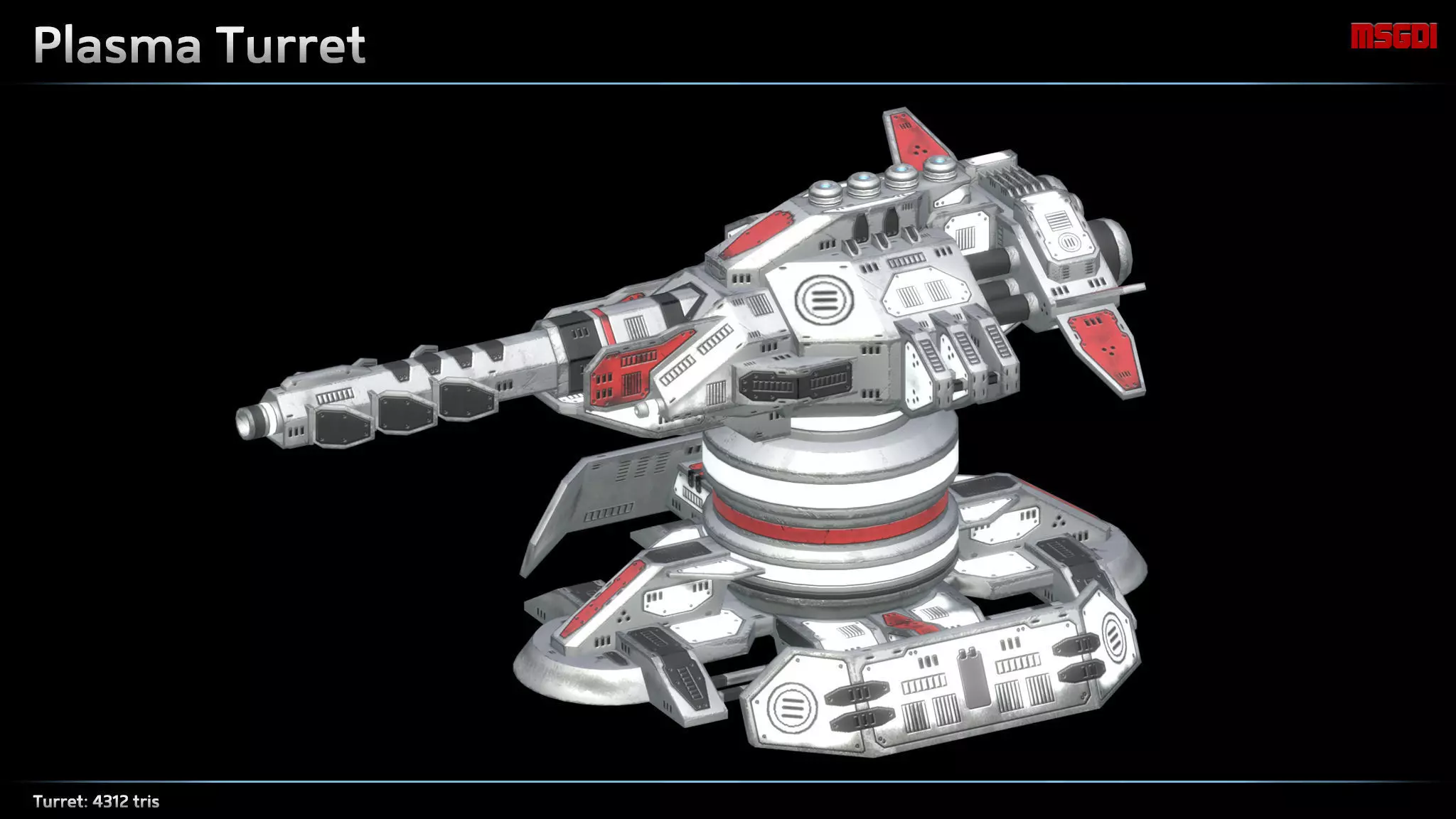 Plasma Turret Low-poly 3D model_0