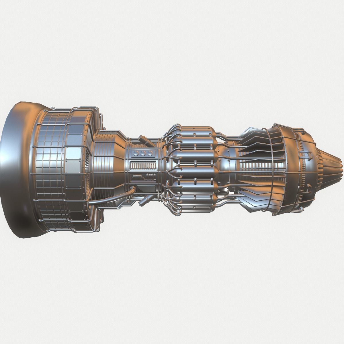 Afterburning Turbofan Engine 3D model_0
