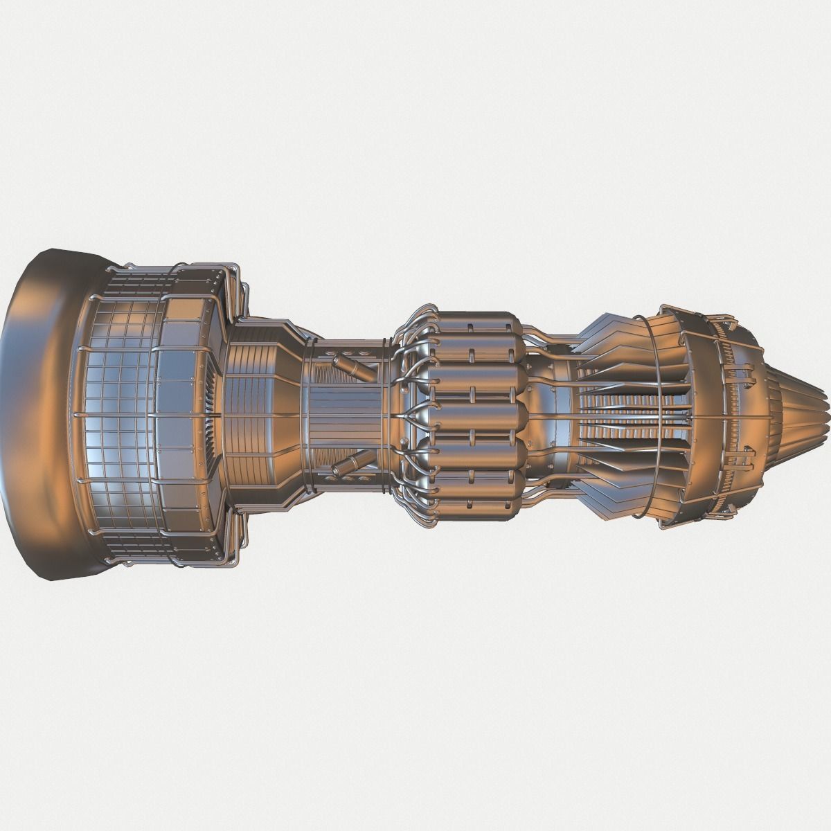 Afterburning Turbofan Engine 3D model_1
