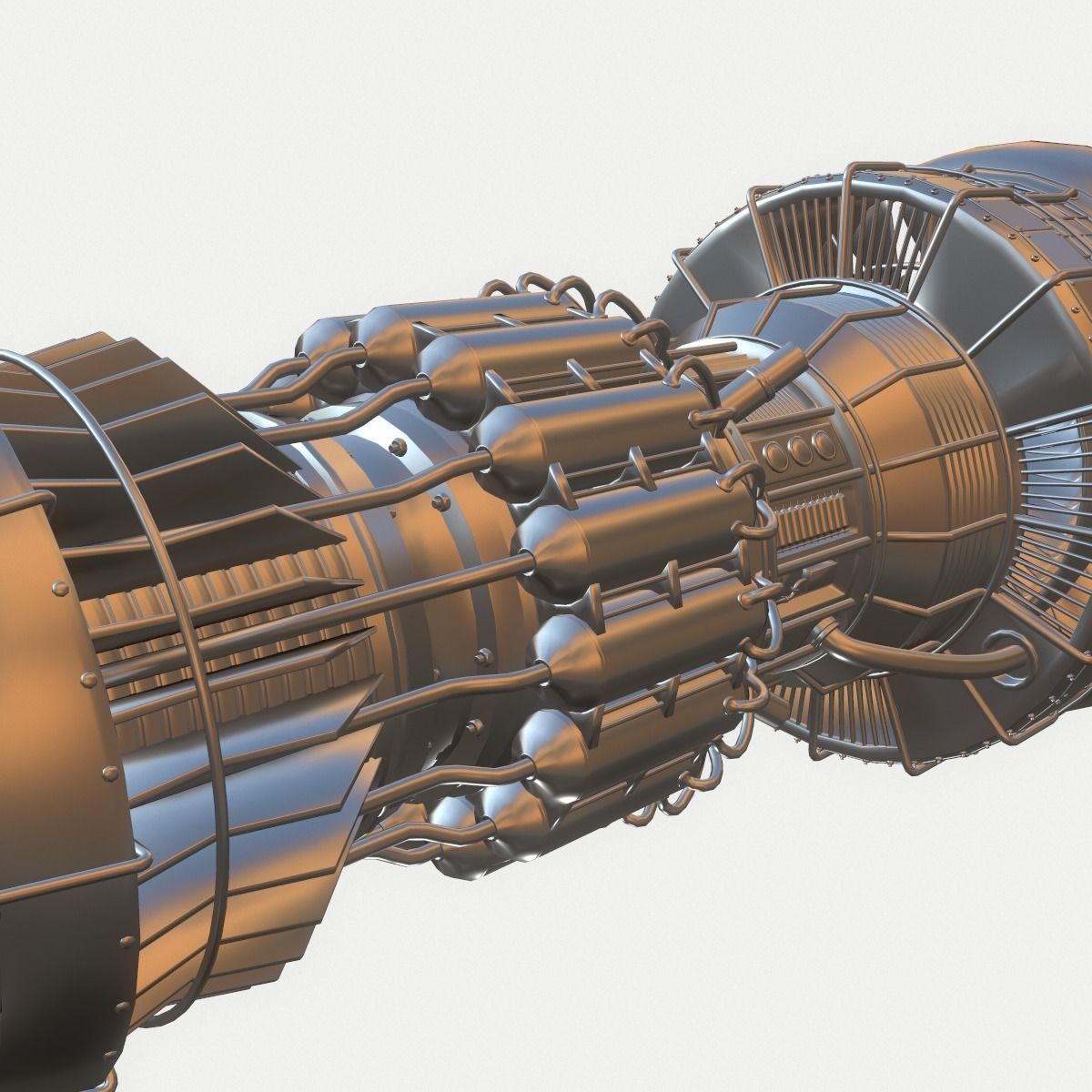 Afterburning Turbofan Engine 3D model_8