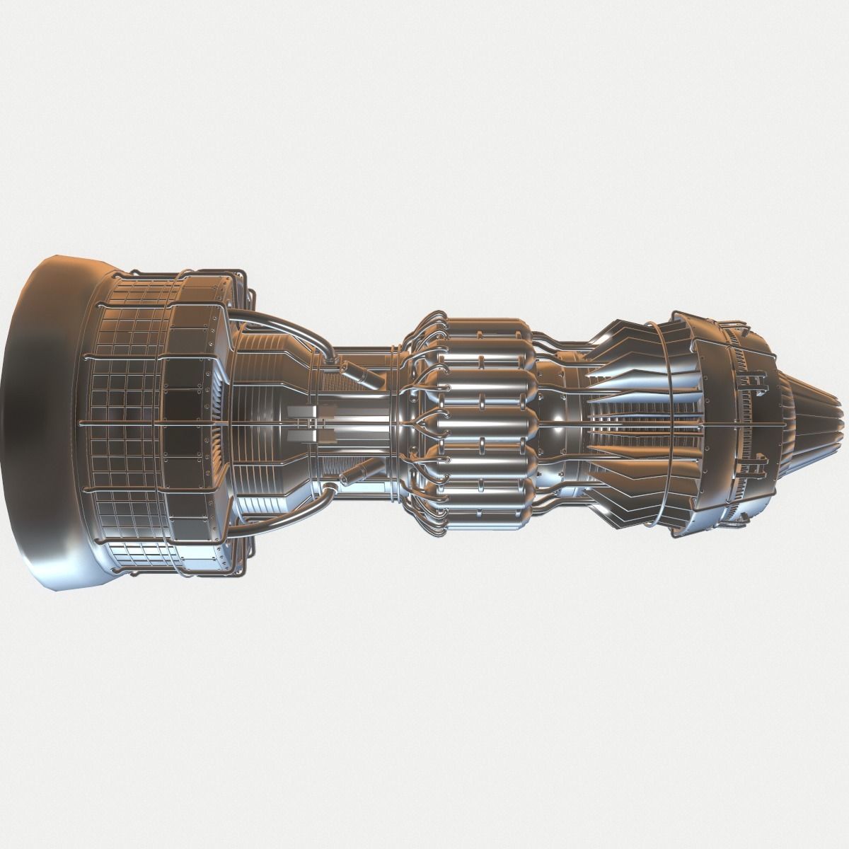 Afterburning Turbofan Engine 3D model_2