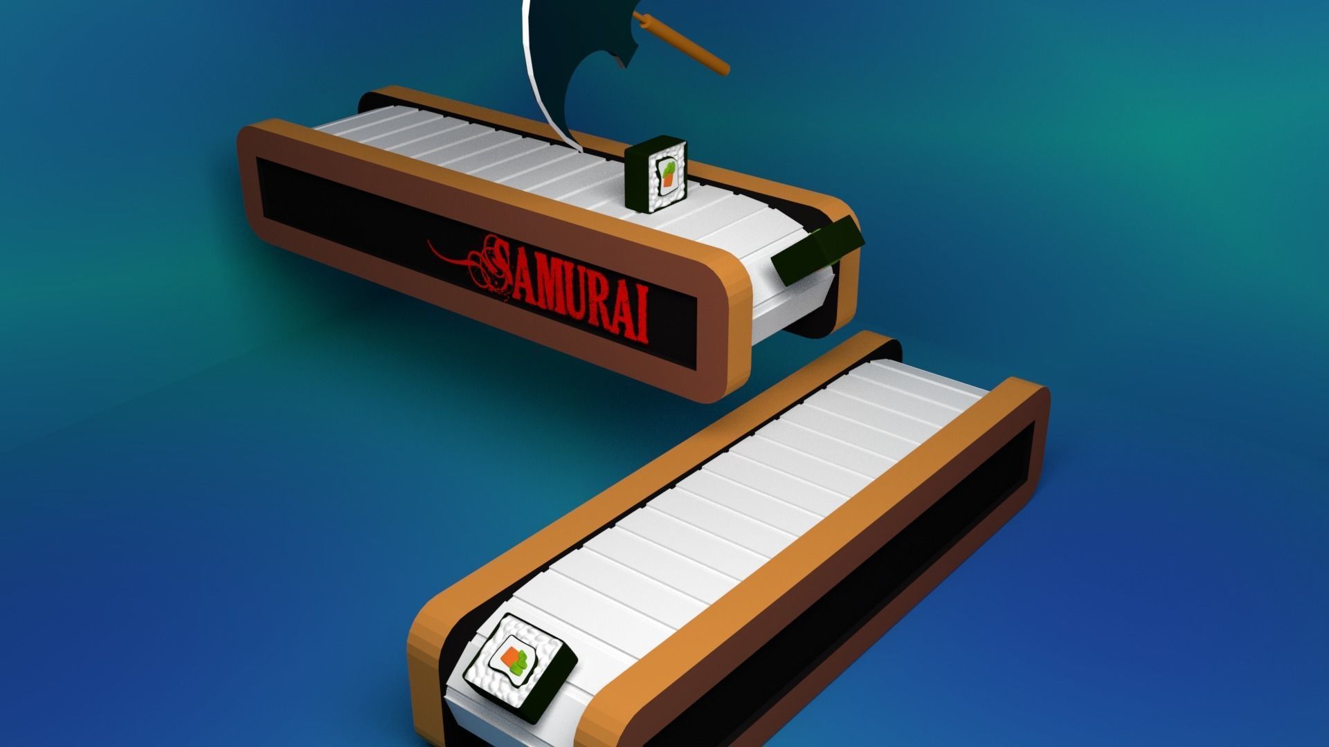 Sushi cut animation 3D model_2
