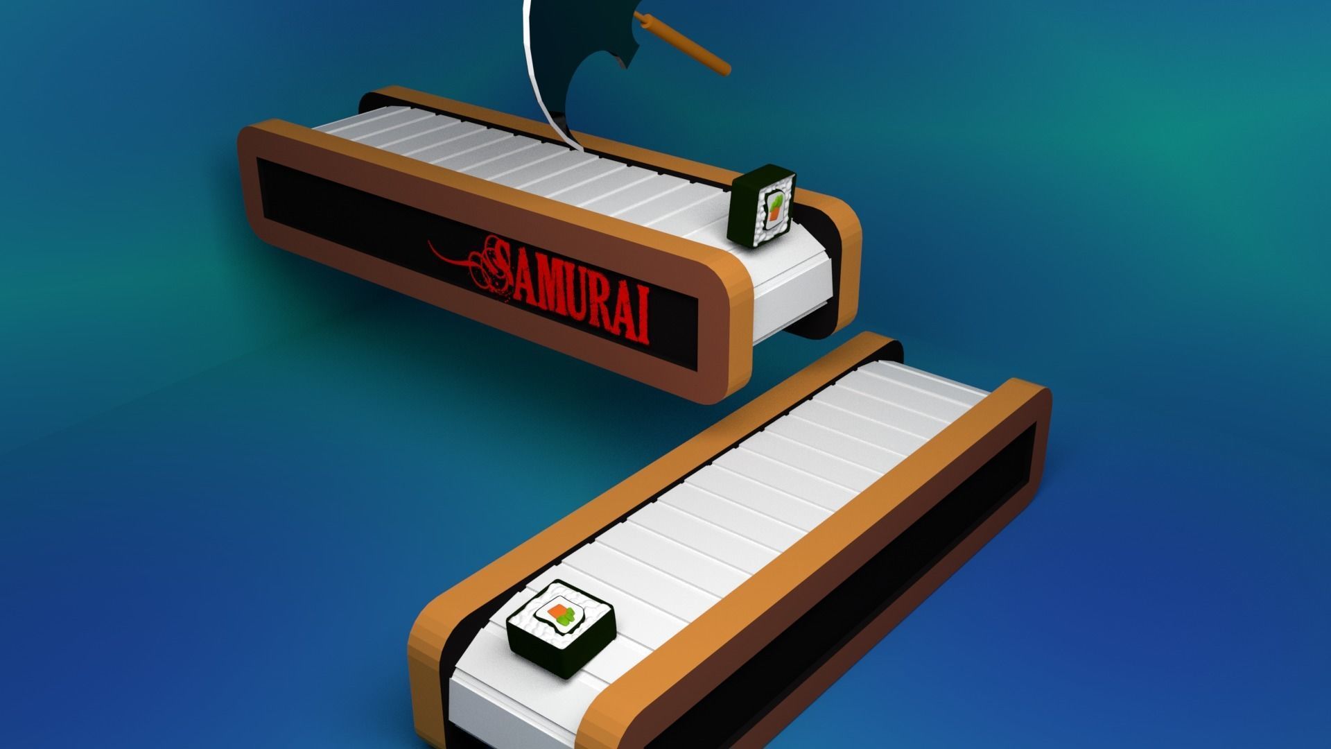 Sushi cut animation 3D model_3