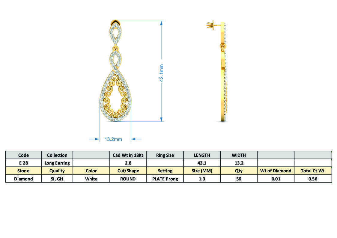 Women long earrings 3dm stl render detail 3D print model 3D print model_3